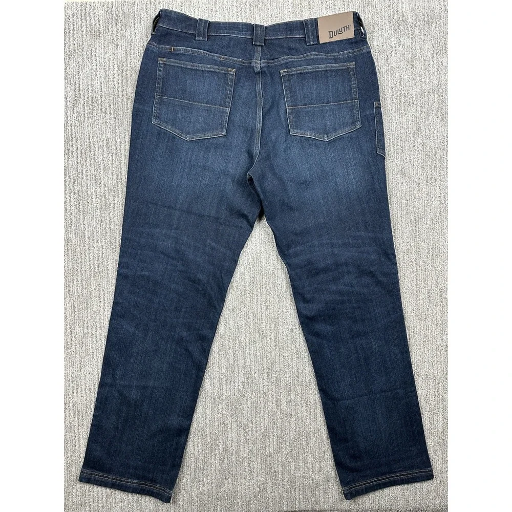 Duluth Trading Jeans Mens 37x34 Blue Ballroom Double Flex Straight Leg Denim